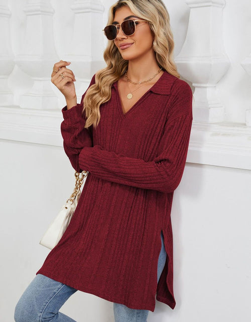 Load image into Gallery viewer, Slit Johnny Collar Long Sleeve T-Shirt
