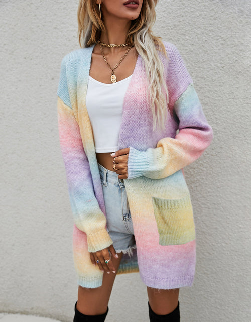 Load image into Gallery viewer, Angel Wings Full Size Pocketed Open Front Gradient Cardigan
