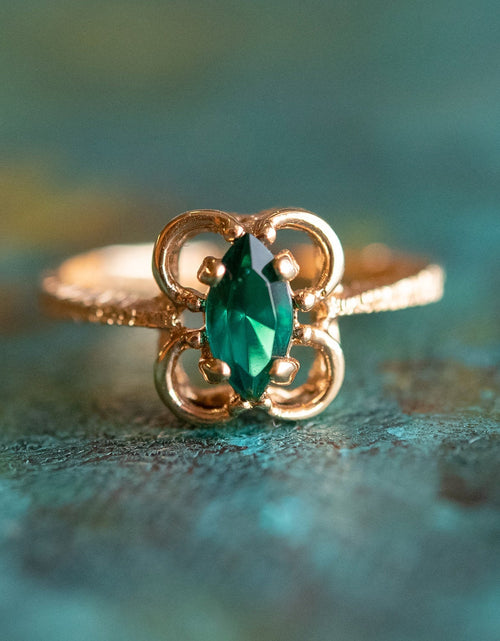 Load image into Gallery viewer, Vintage Jewelry Marquise Cut Jet Black Crystal Cocktail Ring in 18k White Gold Electroplate by PVD Vintage Jewelry
