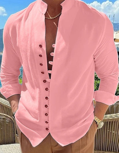 Load image into Gallery viewer, Men's Full Size Button Front Long Sleeve Shirt Plus Size
