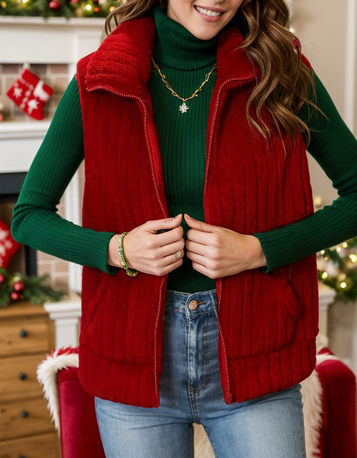 Load image into Gallery viewer, Pocketed Zip Up Vest Coat
