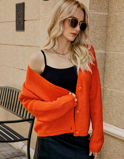 Load image into Gallery viewer, Dropped Shoulder Button Up Cardigan
