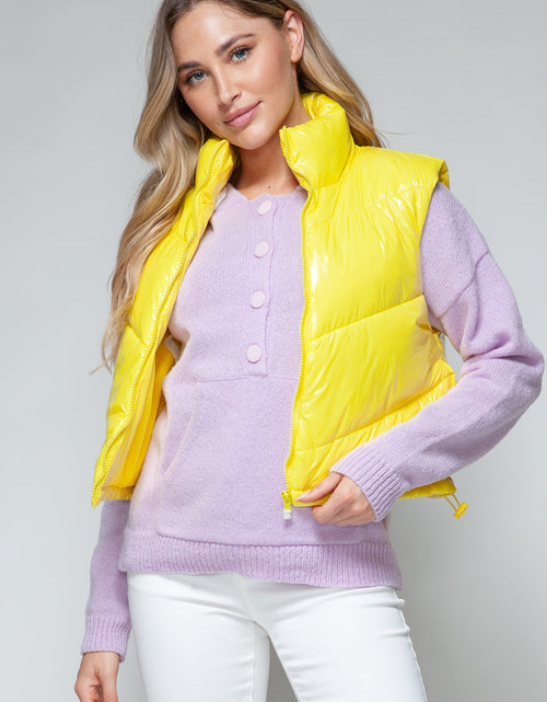 Load image into Gallery viewer, Snobbish Zip Up Turtleneck Shiny Quilted Vest
