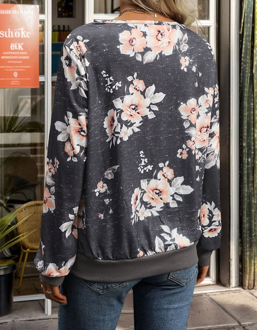 Load image into Gallery viewer, Perfee Printed V-Neck Long Sleeve Sweatshirt
