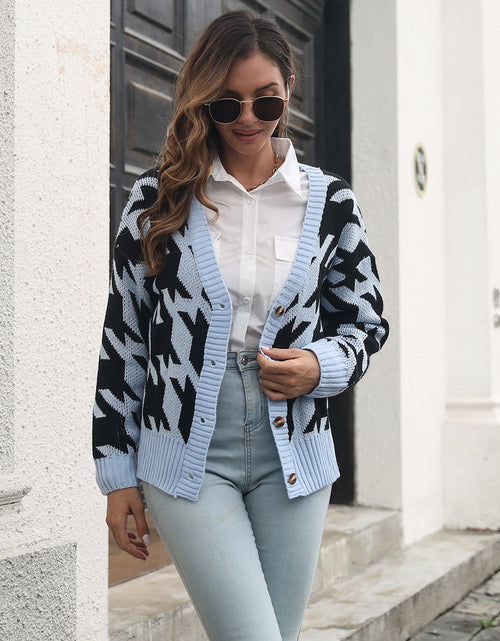 Load image into Gallery viewer, Houndstooth Button Down Cardigan
