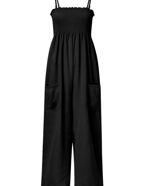 Load image into Gallery viewer, Smocked Spaghetti Strap Wide Leg Jumpsuit
