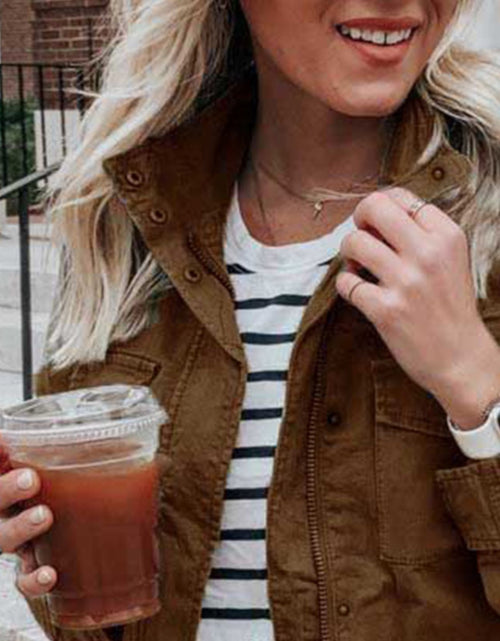 Load image into Gallery viewer, Pocketed Long Sleeve Zip Up Jacket
