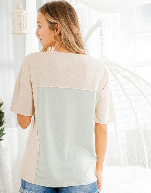 Load image into Gallery viewer, Heimish Full Size Contrast Round Neck Short Sleeve T-Shirt Plus Size
