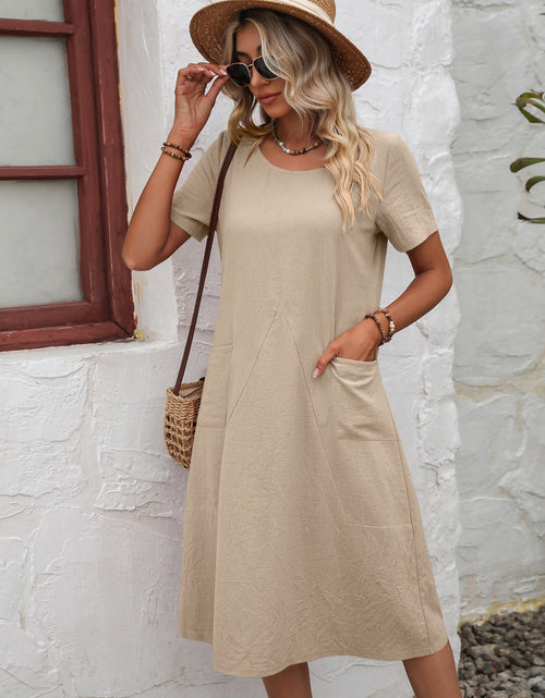 Load image into Gallery viewer, Ivy Lane Round Neck Short Sleeve Dress with Pockets
