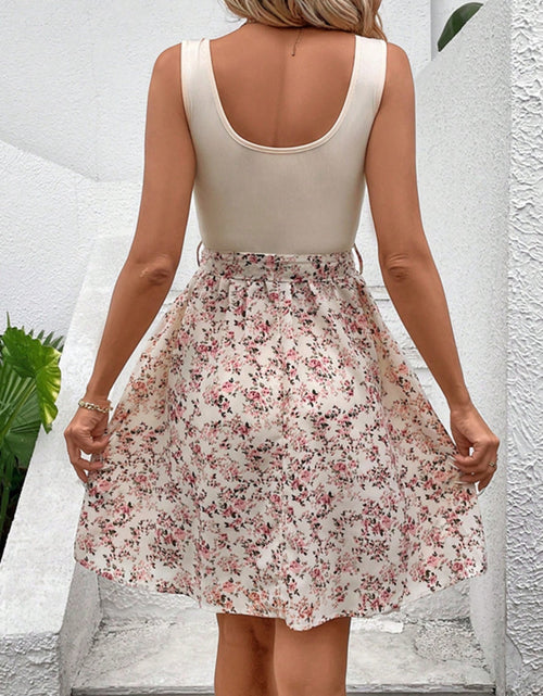 Load image into Gallery viewer, Tied Front Floral Mini Tank Dress
