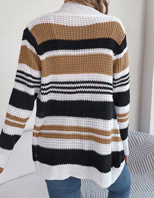 Load image into Gallery viewer, Striped Open Front Long Sleeve Cardigan
