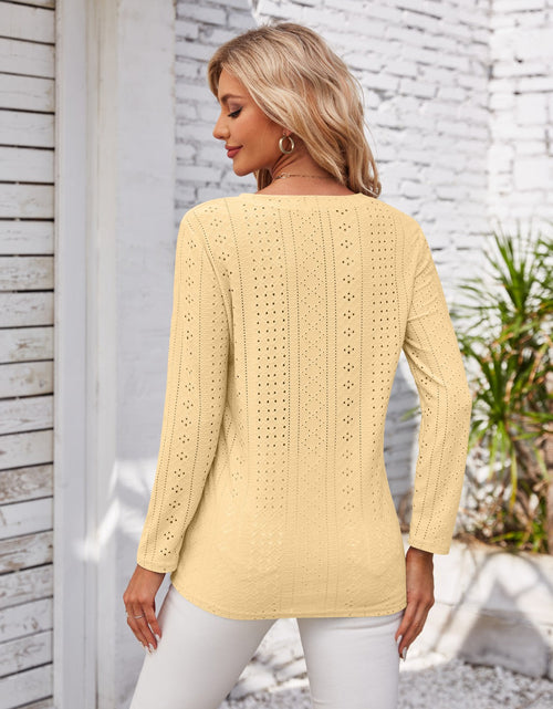 Load image into Gallery viewer, Decorative Button Openwork V-Neck T-Shirt
