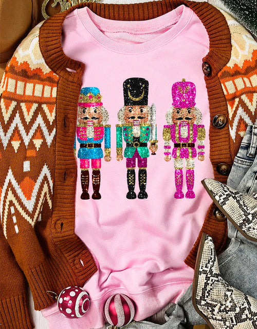 Load image into Gallery viewer, Nutcracker Graphic Round Neck Long Sleeve Sweatshirt

