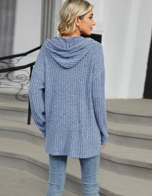 Load image into Gallery viewer, Half Button Long Sleeve Hooded Top
