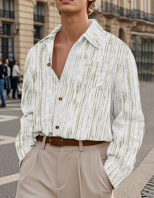 Load image into Gallery viewer, Men's Full Size Button Down Long Sleeve Striped Shirt Plus Size
