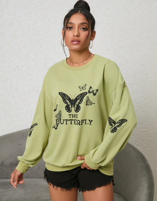 Load image into Gallery viewer, Butterfly Graphic Drop Shoulder Sweatshirt
