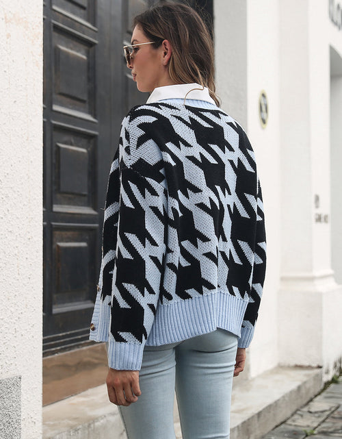 Load image into Gallery viewer, Houndstooth Button Down Cardigan
