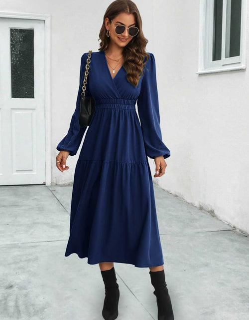 Load image into Gallery viewer, Surplice Neck Long Sleeve Midi Dress
