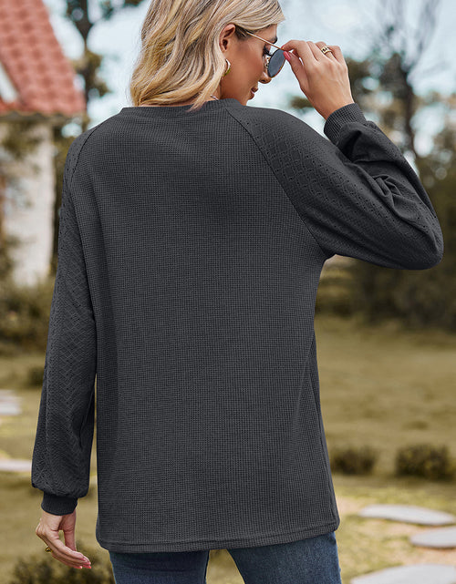 Load image into Gallery viewer, Eyelet Round Neck Long Sleeve T-Shirt
