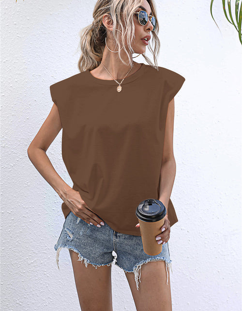 Load image into Gallery viewer, Round Neck Cap Sleeve Tee
