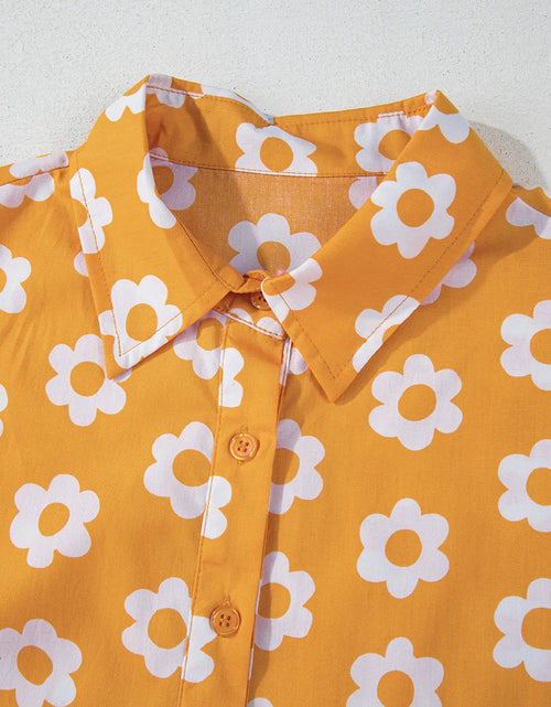 Load image into Gallery viewer, Floral Collared Neck Three-Quarter Sleeve Dress
