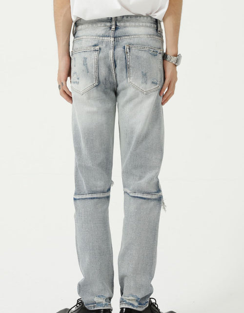 Load image into Gallery viewer, Distressed Side Zip Jeans with Pockets
