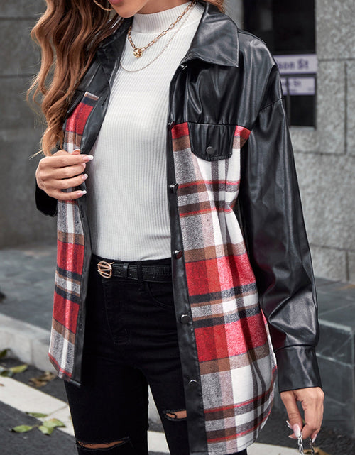 Load image into Gallery viewer, Ivy Lane Plaid Button Up Dropped Shoulder Jacket
