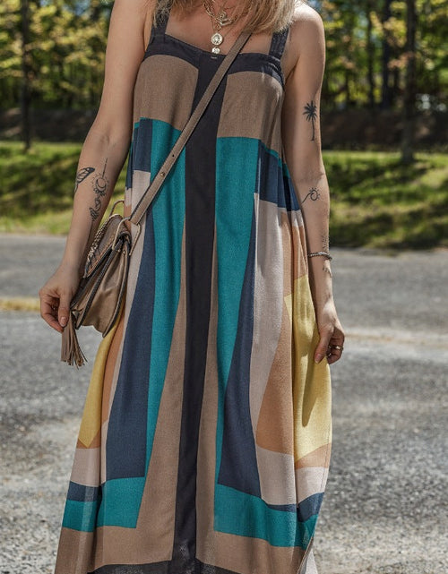 Load image into Gallery viewer, Color Block Square Neck Wide Strap Dress
