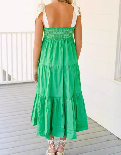 Load image into Gallery viewer, Tiered Tie Shoulder Midi Cami Dress
