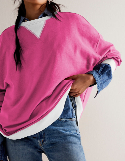 Load image into Gallery viewer, Contrast Dropped Shoulder Long Sleeve Sweatshirt
