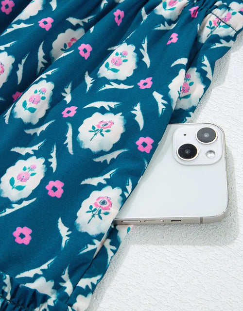 Load image into Gallery viewer, Printed Tie Neck Ruffled Cap Sleeve Dress

