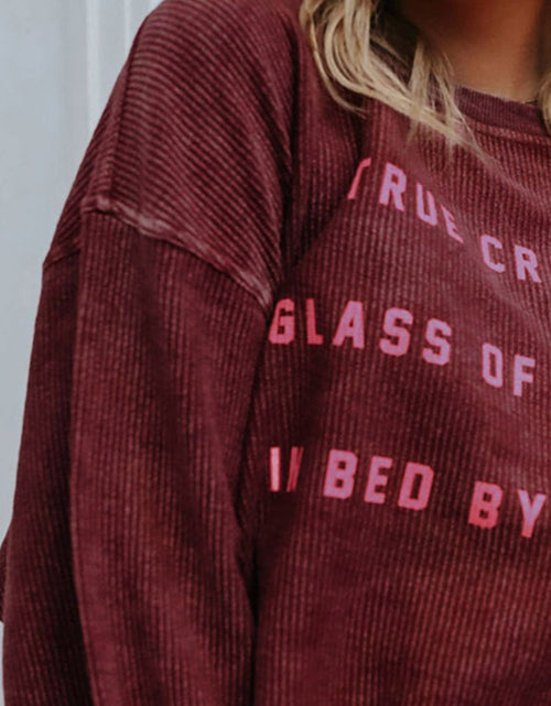Load image into Gallery viewer, Round Neck Dropped Shoulder THANKFUL Graphic Sweatshirt
