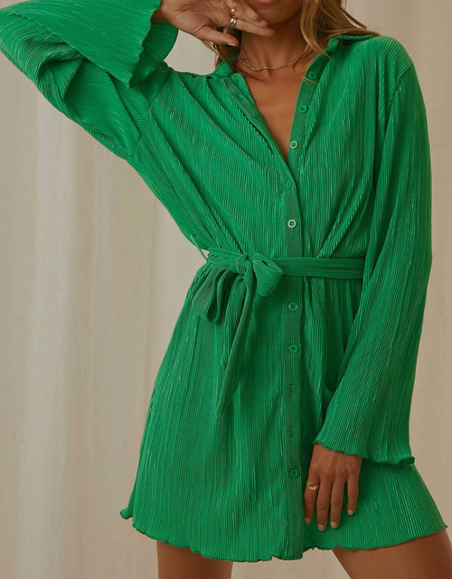 Load image into Gallery viewer, Tied Button Up Long Sleeve Dress
