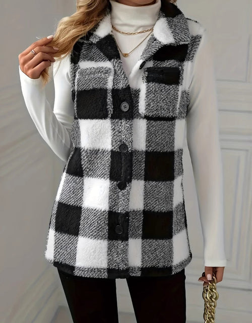 Load image into Gallery viewer, Plaid Button Up Vest Coat
