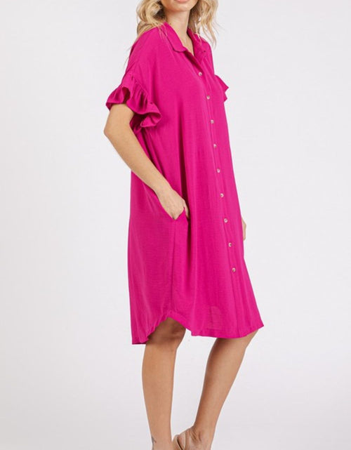 Load image into Gallery viewer, Mittoshop Button Down Flounce Sleeve Dress with Pockets
