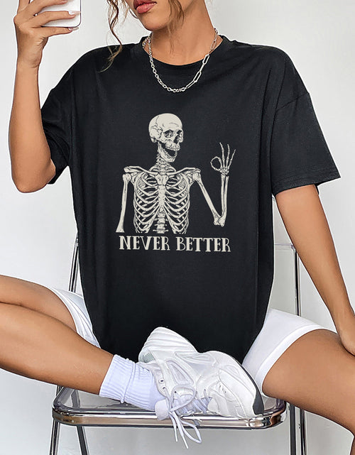 Load image into Gallery viewer, Round Neck Short Sleeve Never Better Graphic T-Shirt
