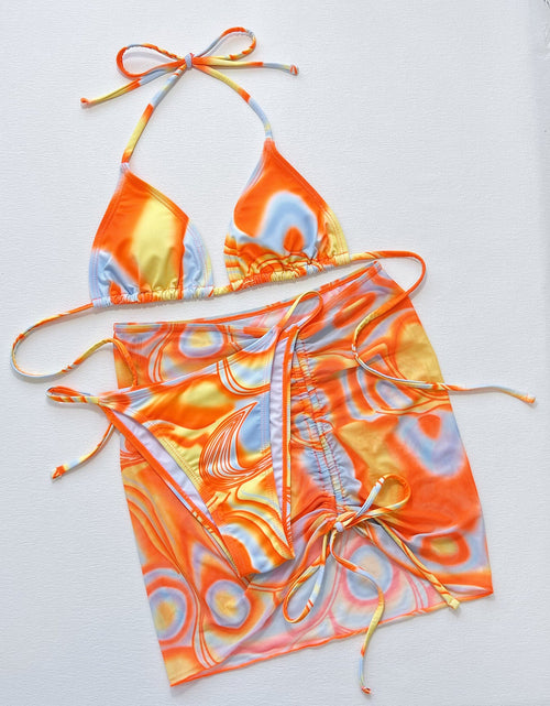Load image into Gallery viewer, Multicolored Drawstring Ruched Three-Piece Swim Set
