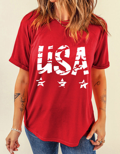 Load image into Gallery viewer, USA Round Neck Short Sleeve T-Shirt
