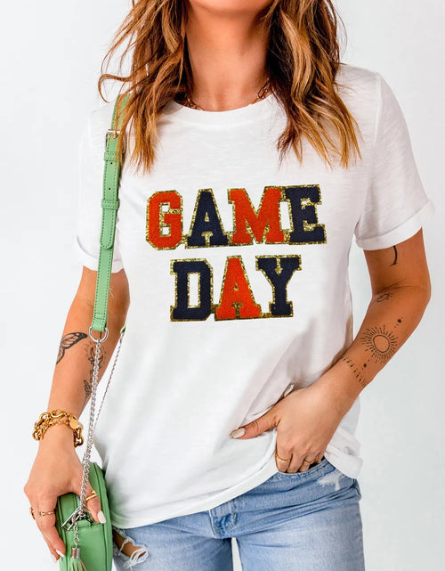 Load image into Gallery viewer, GAME DAY Round Neck Short Sleeve T-Shirt
