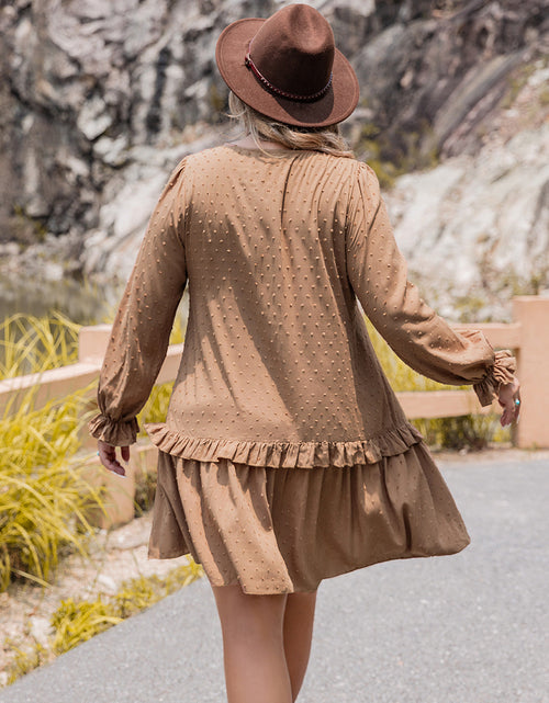 Load image into Gallery viewer, Plus Size Dot Flounce Sleeve Mini Dress
