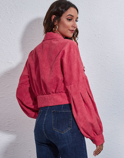 Load image into Gallery viewer, Button Down Collared Neck Cropped Jacket
