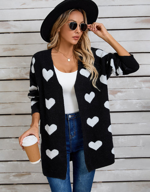 Load image into Gallery viewer, Angel Wings Heart Open Front Long Sleeve Cardigan
