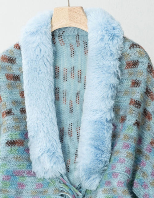 Load image into Gallery viewer, Fringe Fuzzy Open Front Poncho
