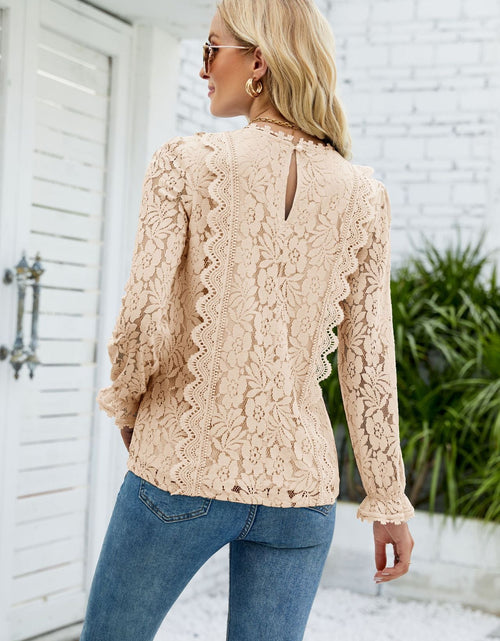 Load image into Gallery viewer, V-Neck Flounce Sleeve Lace Top
