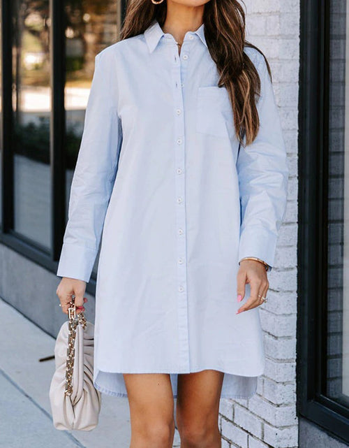 Load image into Gallery viewer, Lovelet Button Up Collared Neck Long Sleeve Shirt Dress
