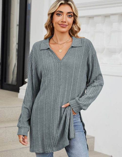 Load image into Gallery viewer, Slit Johnny Collar Long Sleeve T-Shirt
