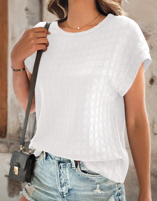 Load image into Gallery viewer, Textured Round Neck Short Sleeve Top
