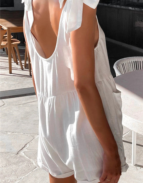Load image into Gallery viewer, Full Size Scoop Neck Tie Shoulder Romper
