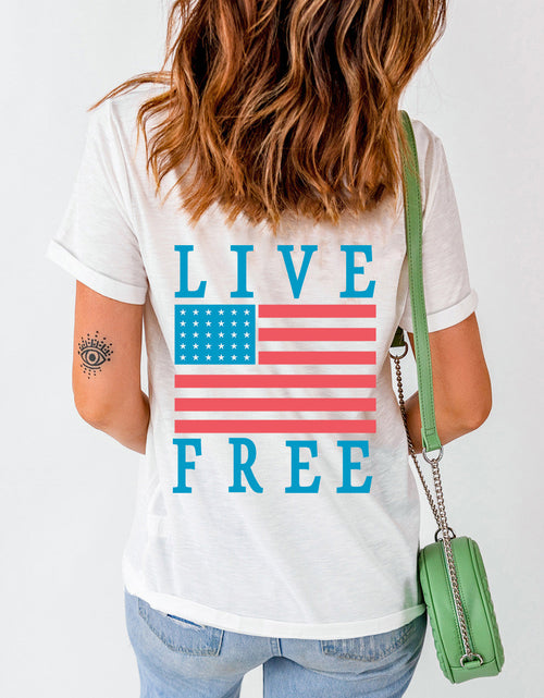 Load image into Gallery viewer, US Flag Round Neck Short Sleeve T-Shirt
