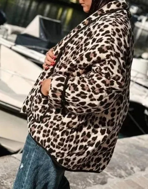 Load image into Gallery viewer, Leopard Open Front Long Sleeve Outerwear
